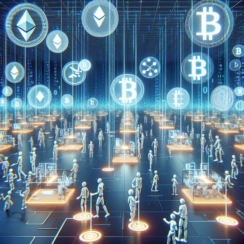 1. Visualize a futuristic digital marketplace with...