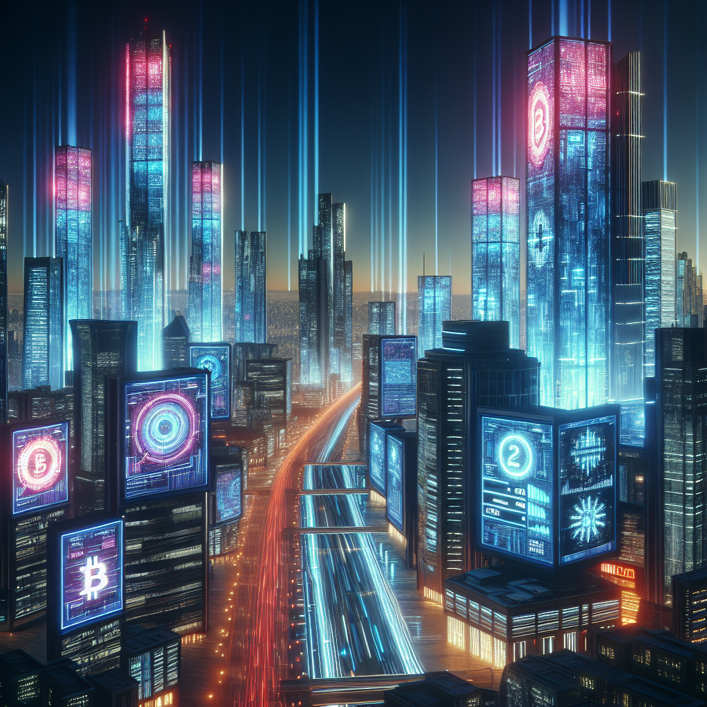 1. Visualize a futuristic cityscape with digital s...
