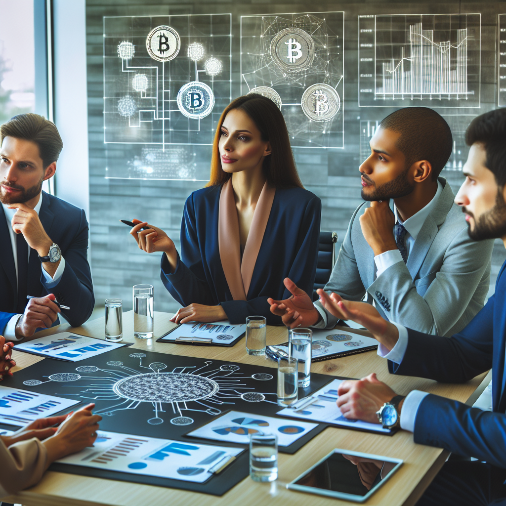 3. Illustrate a diverse group of bankers and crypt...